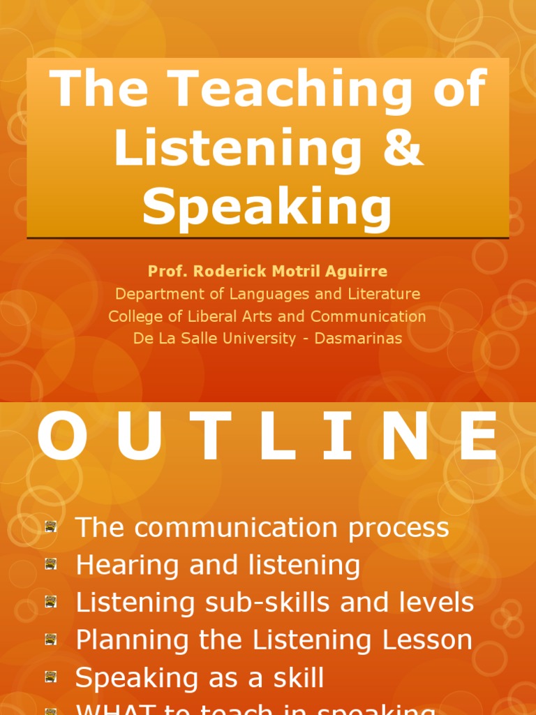 Teaching Listening and Speaking Skills | PDF | Speech | Reading ...