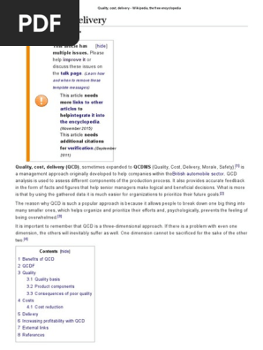 Quality, Cost, Delivery - Wikipedia, The Free Encyclopedia