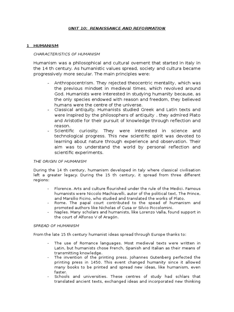 Humanism and Renaissance Overview | PDF | Humanism | Catholic Church