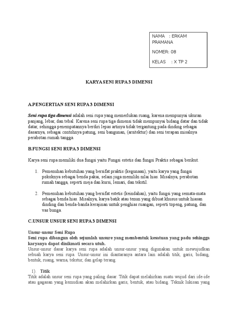 Karya Seni Rupa 3 Dimensi