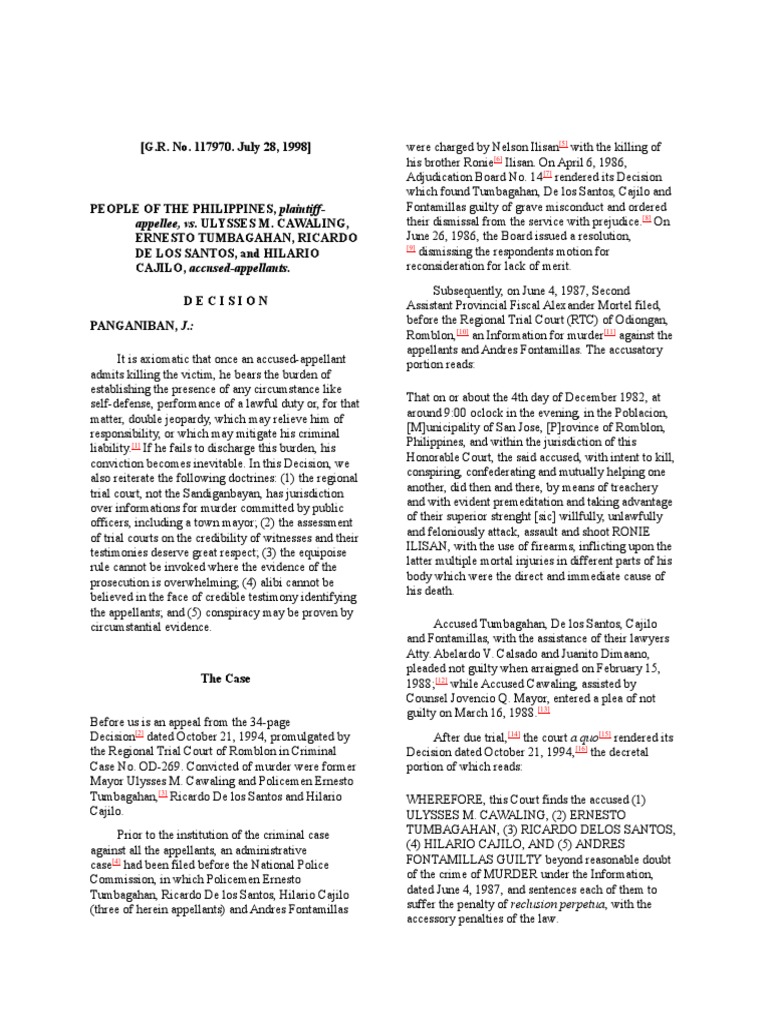 People Vs Cawaling PDF Courts Martial In The United States Double