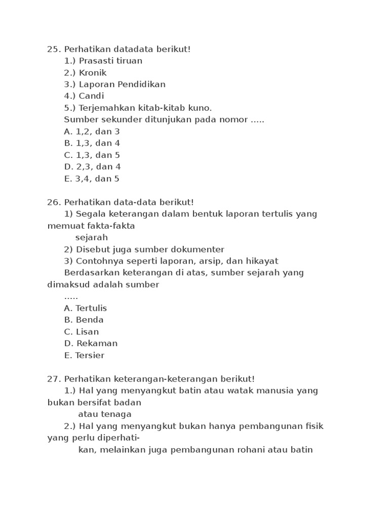 Contoh Soal Uas Sejarah Peminatan Kelas 10