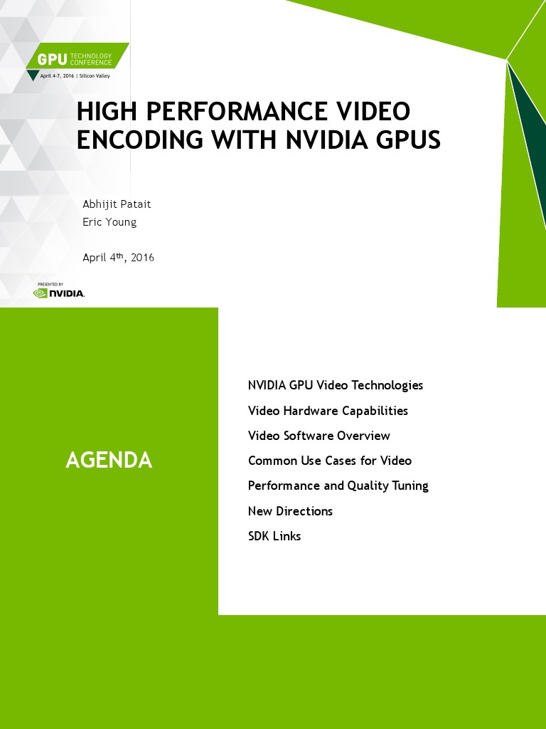 NVIDIA Video Codec SDK 6.0 High-Performance-Video PDF | PDF | H.264 ...
