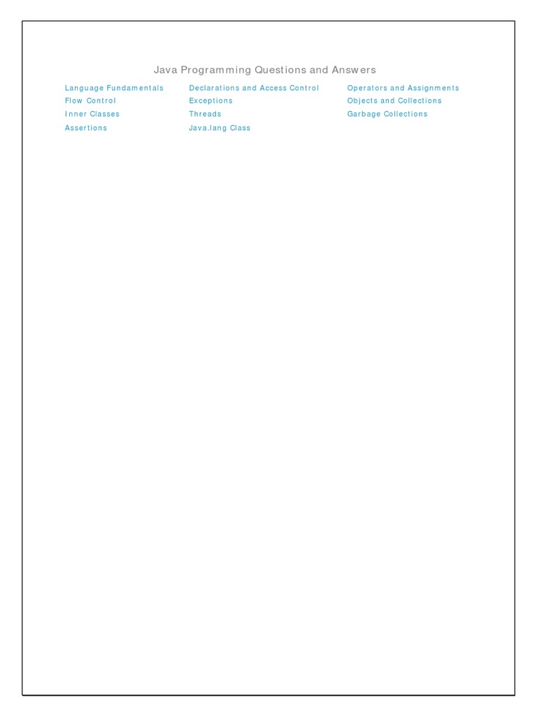 Java Programming Questions and Answers: Top 40 Concepts | PDF | C ...