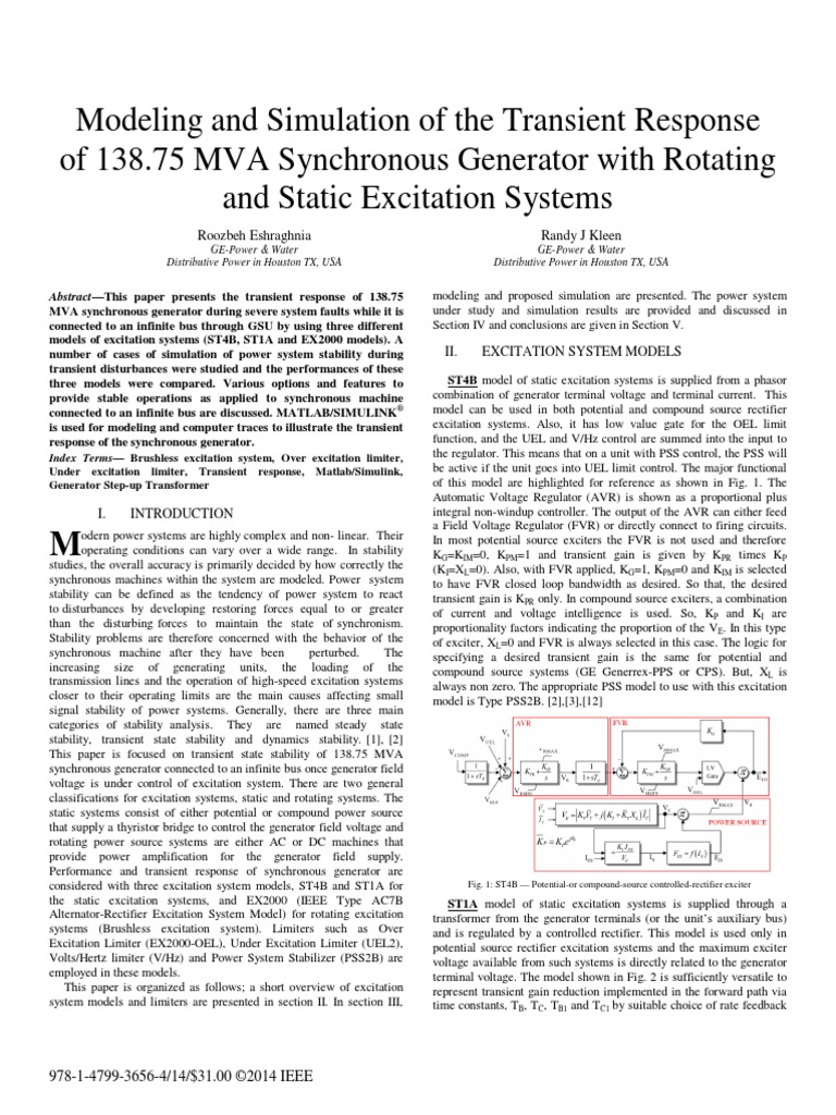 Modeling and Simulation of The Transient Response of 138 75 Mva ...