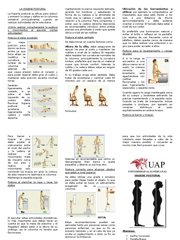 La Higiene Postural | PDF | Dolor lumbar | Rodilla