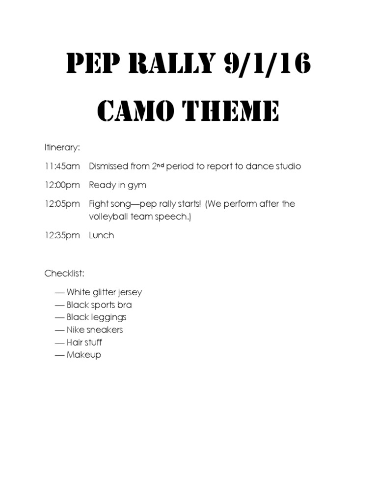 Pep Rally 9-1 | PDF