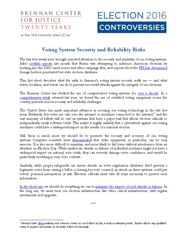 Voting System Security Risks Explained | PDF | Polling Place ...