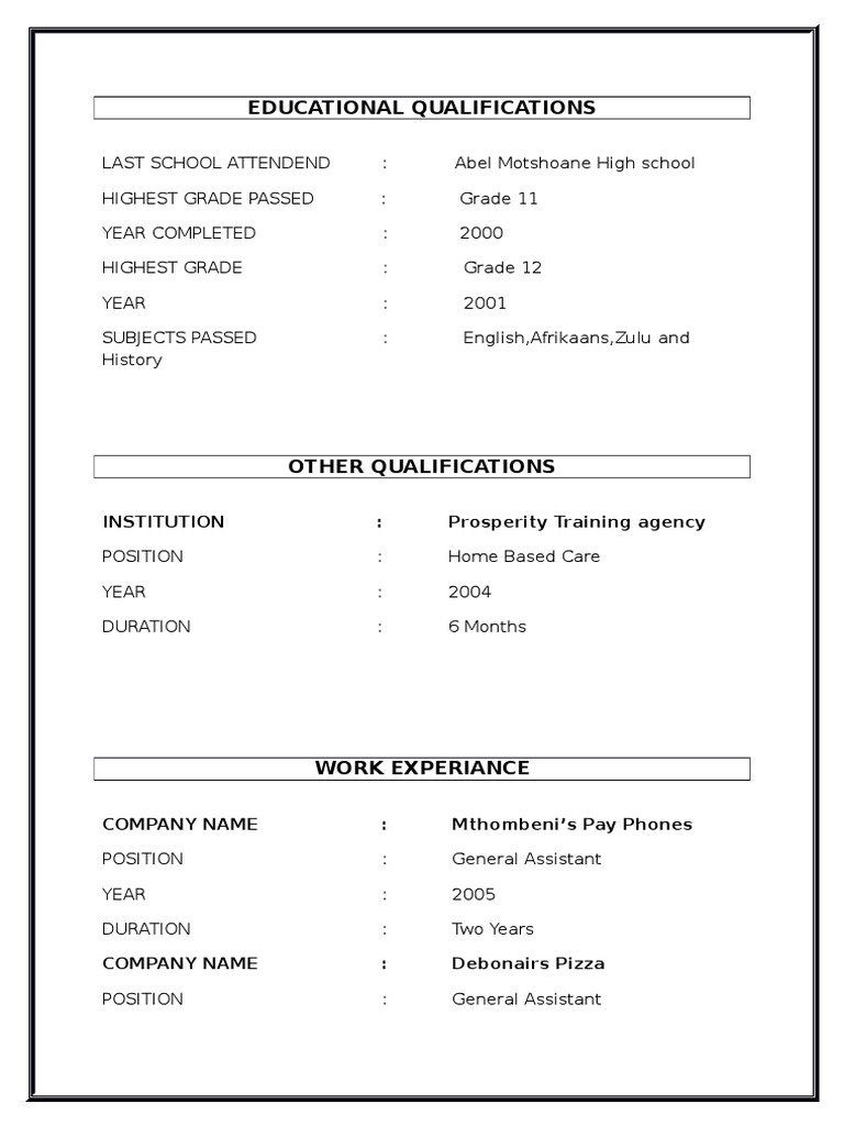 Educational Background and Work Experience | PDF