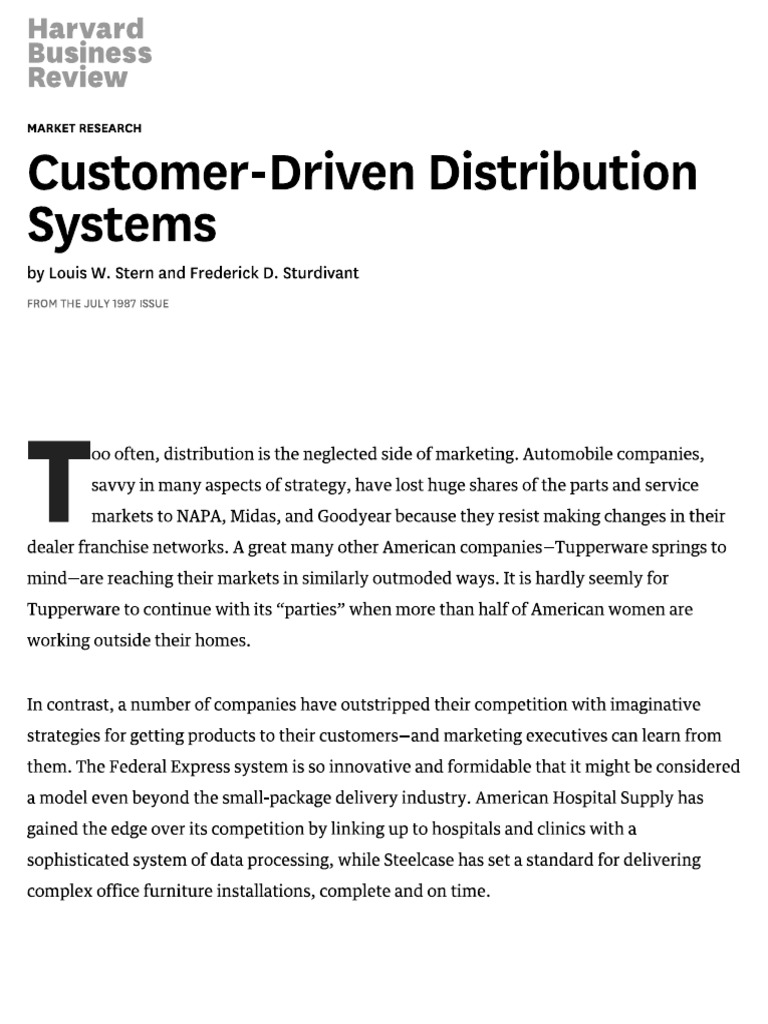Customer-Driven Distribution Systems | PDF