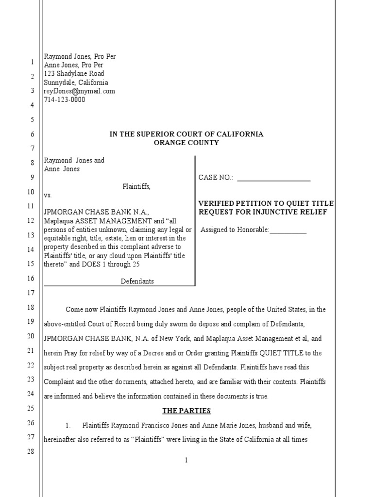 Quiet Title Sample Chase Bank Washington Mutual Free 30day Trial