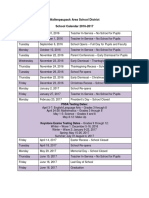 2016-2017 School Calendar