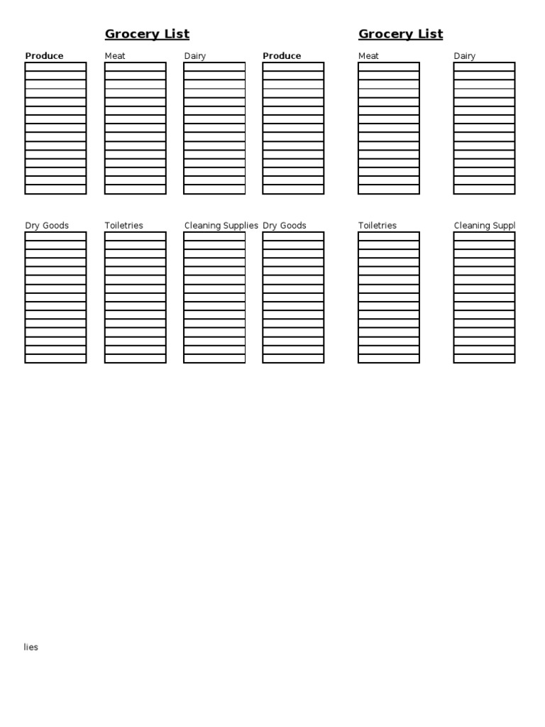Comprehensive Grocery List Guide | PDF