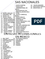 Empresas Nacionales e Internacionales en Mexico
