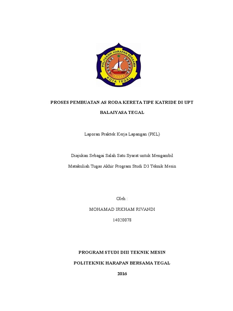 Contoh Laporan Pkl Teknik Mesin D3 Pdf Kumpulan Contoh