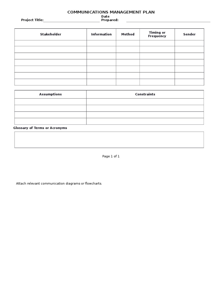 Communications Management Plan: Project Title: Date Prepared | PDF