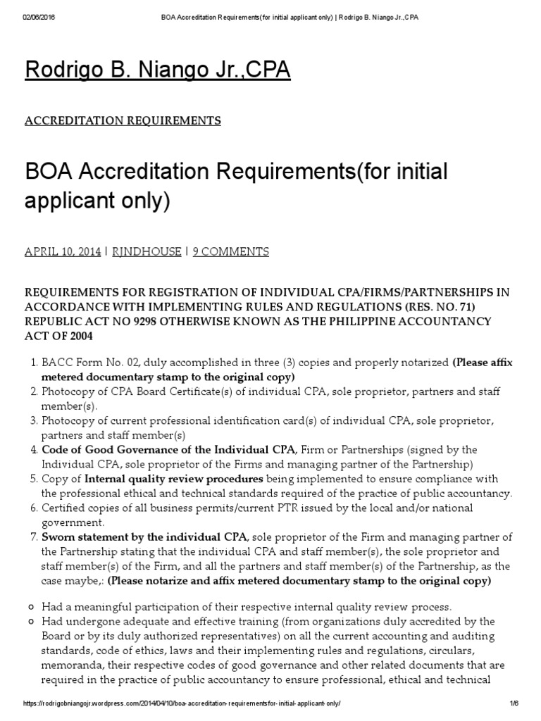 BOA Accreditation Requirements(for initial applicant only) _ Rodrigo B