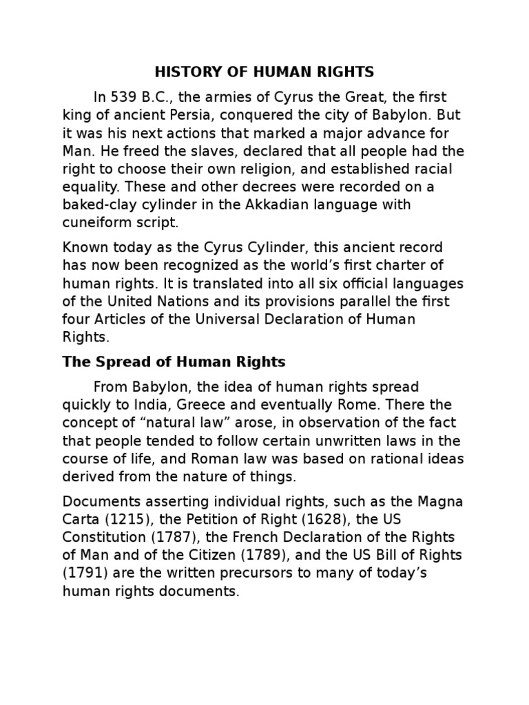 History of Human Rights PDF United States Constitution United