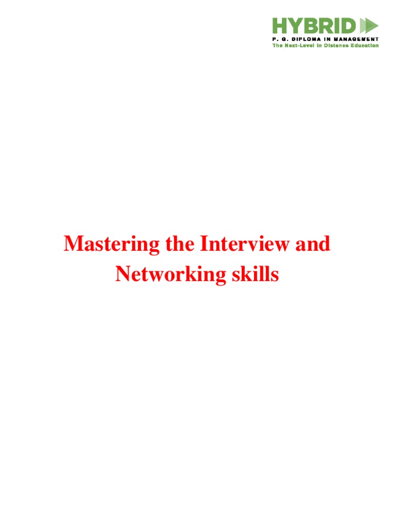 Mastering Interview and Networking Skills | PDF | Interview | Social ...