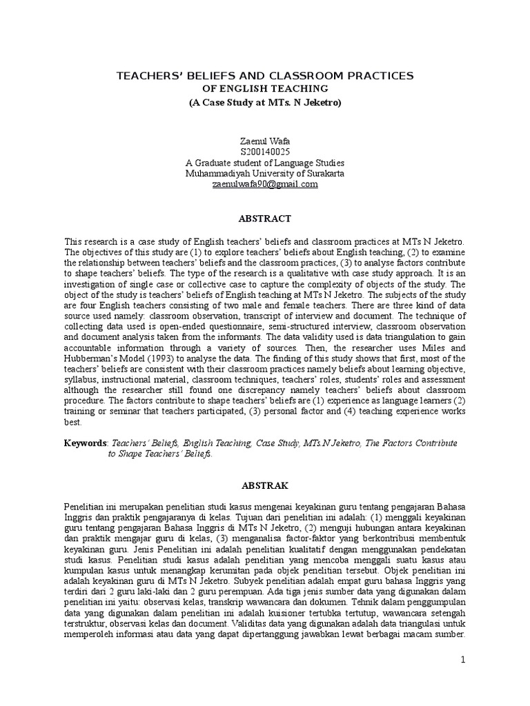 Teachers' Beliefs in English Teaching | PDF | Career & Growth