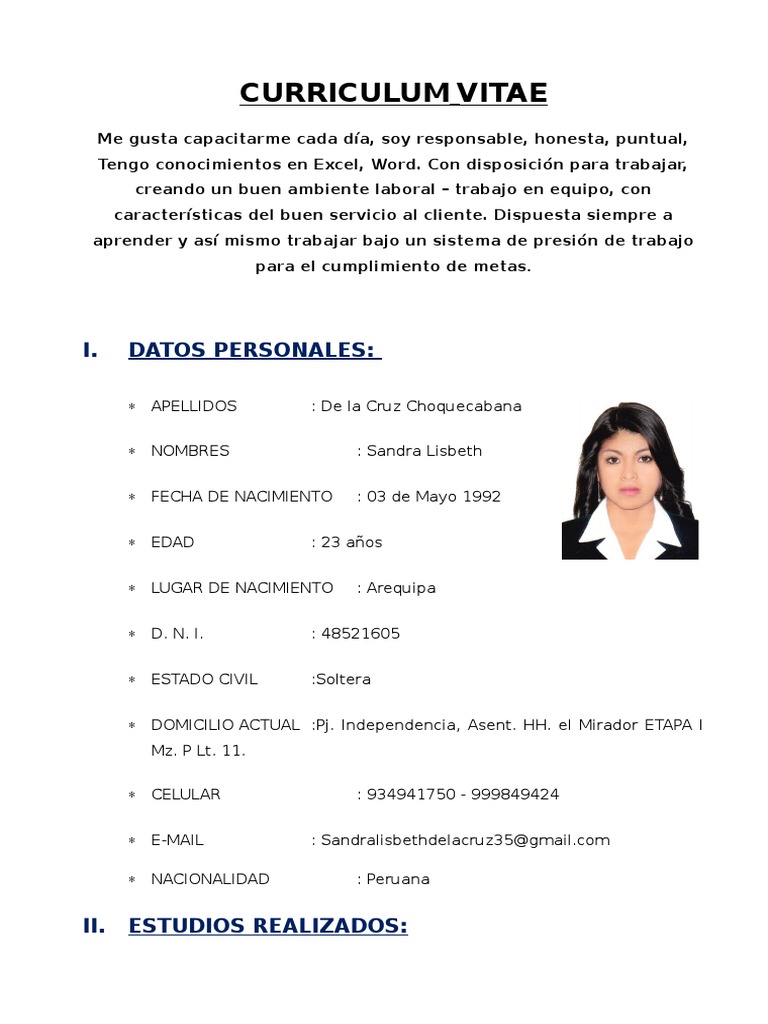 CV. SANDRA Final 10.07.16 1 | PDF | Economias | Business