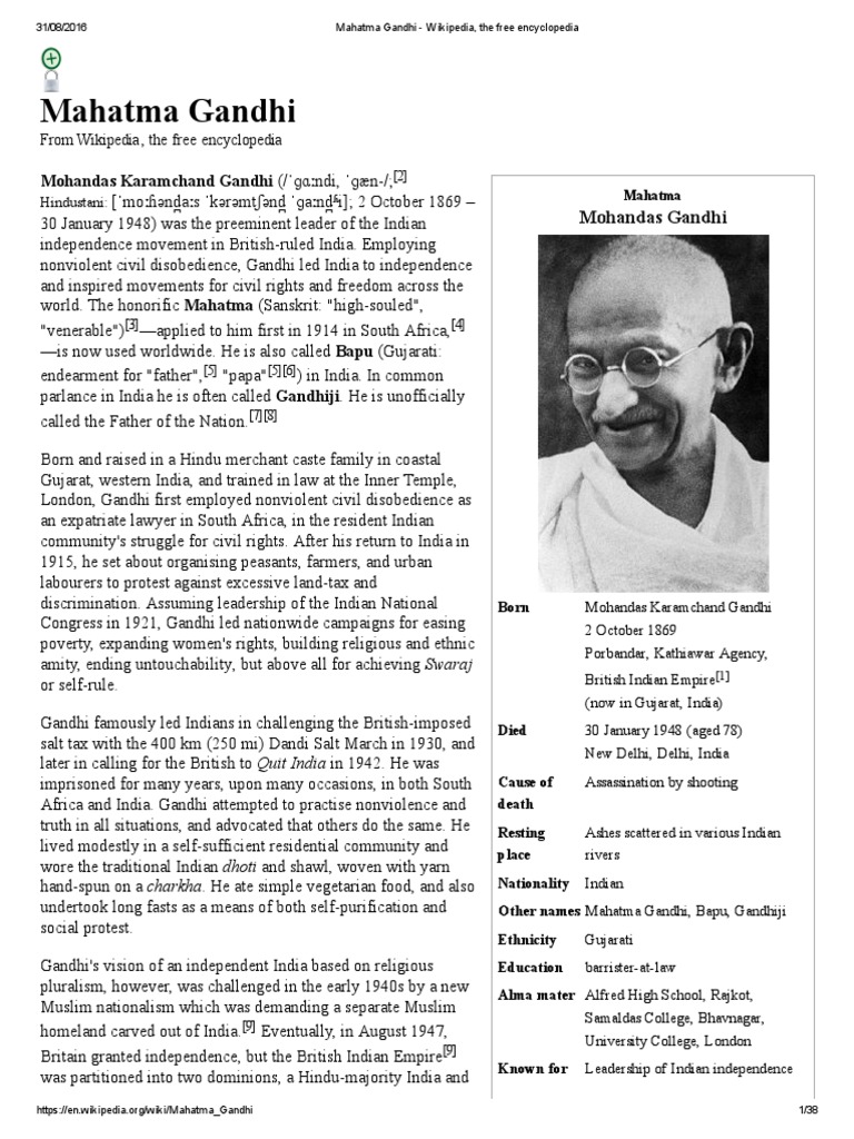 Speech on mahatma gandhi in english for class 8 picture