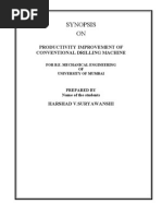 Download PRODUCTIVITY IMPROVEMENT OF CONVENTIONAL DRILLING MACHINE by Harshad_S SN32265118 doc pdf