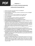 Assignment - 1 - Fundamentals of Compressible Flow