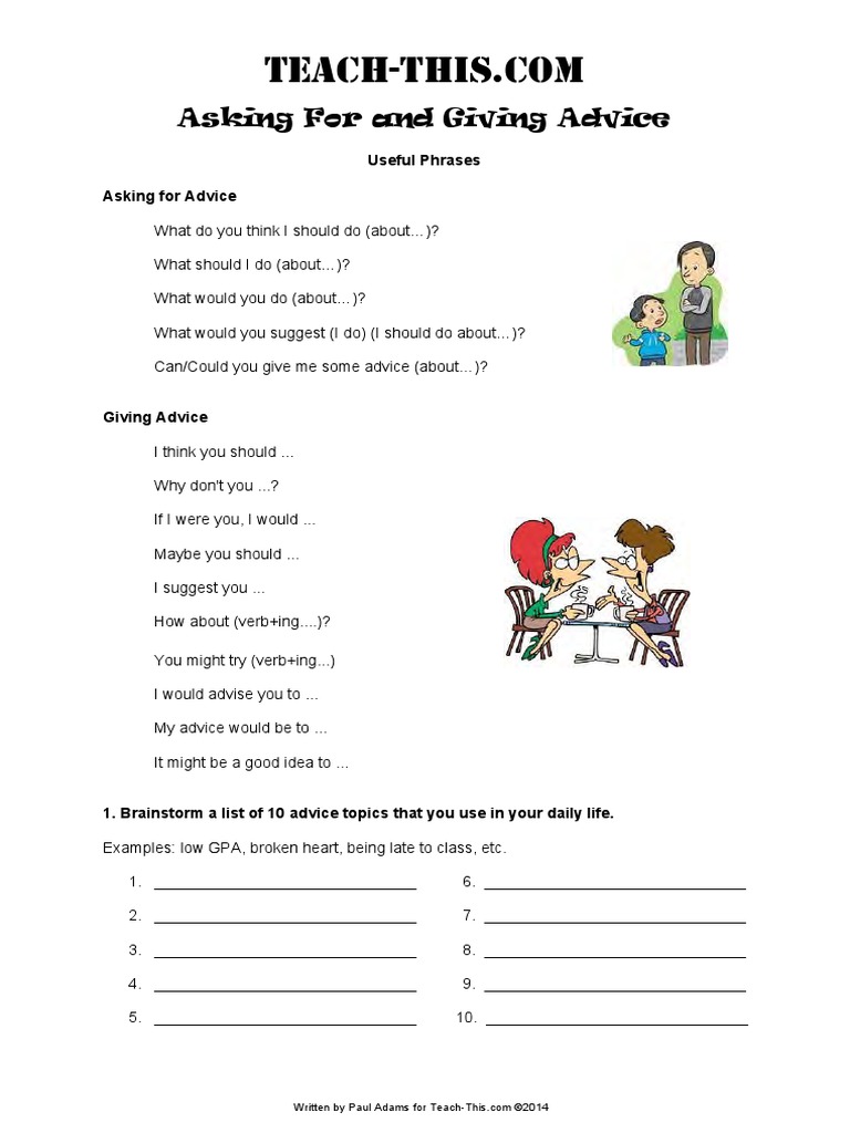 Asking For and Giving Advice | PDF