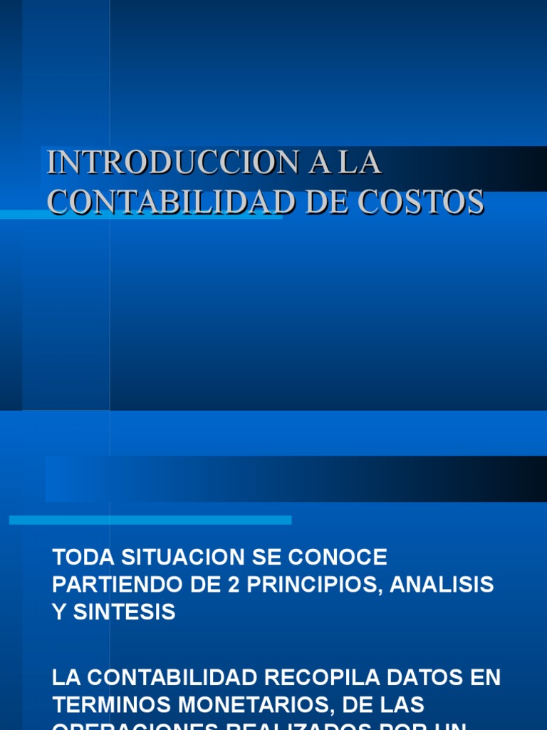 Introduccion A La Contabilidad De Costos Costo