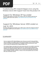 Troubleshooting RPC Endpoint Mapper Errors Using The Windows Server 2003 Support Tools From The Product CD