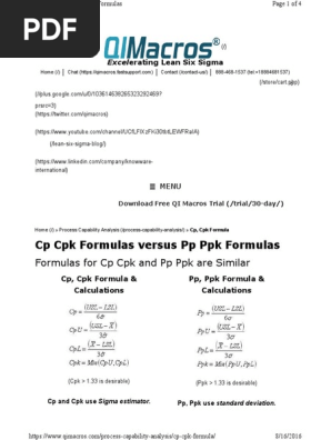 1 Cp Cpk And Pp Ppk Formulas Standard Deviation Histogram