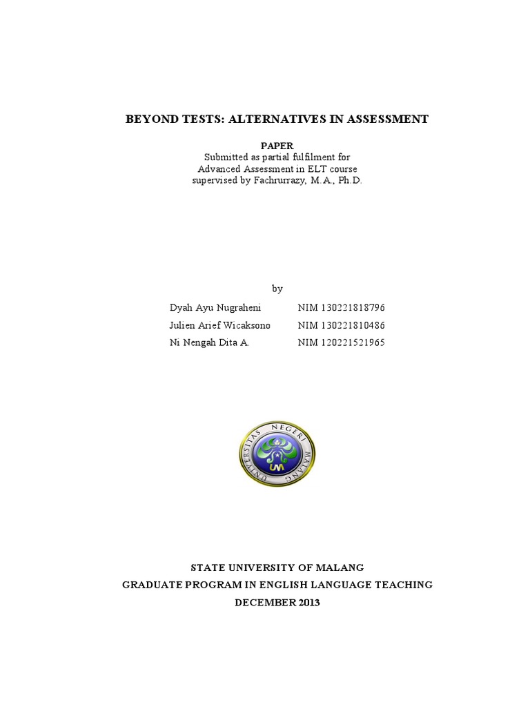 Alternatives to Standardized Testing | PDF | Educational Assessment ...