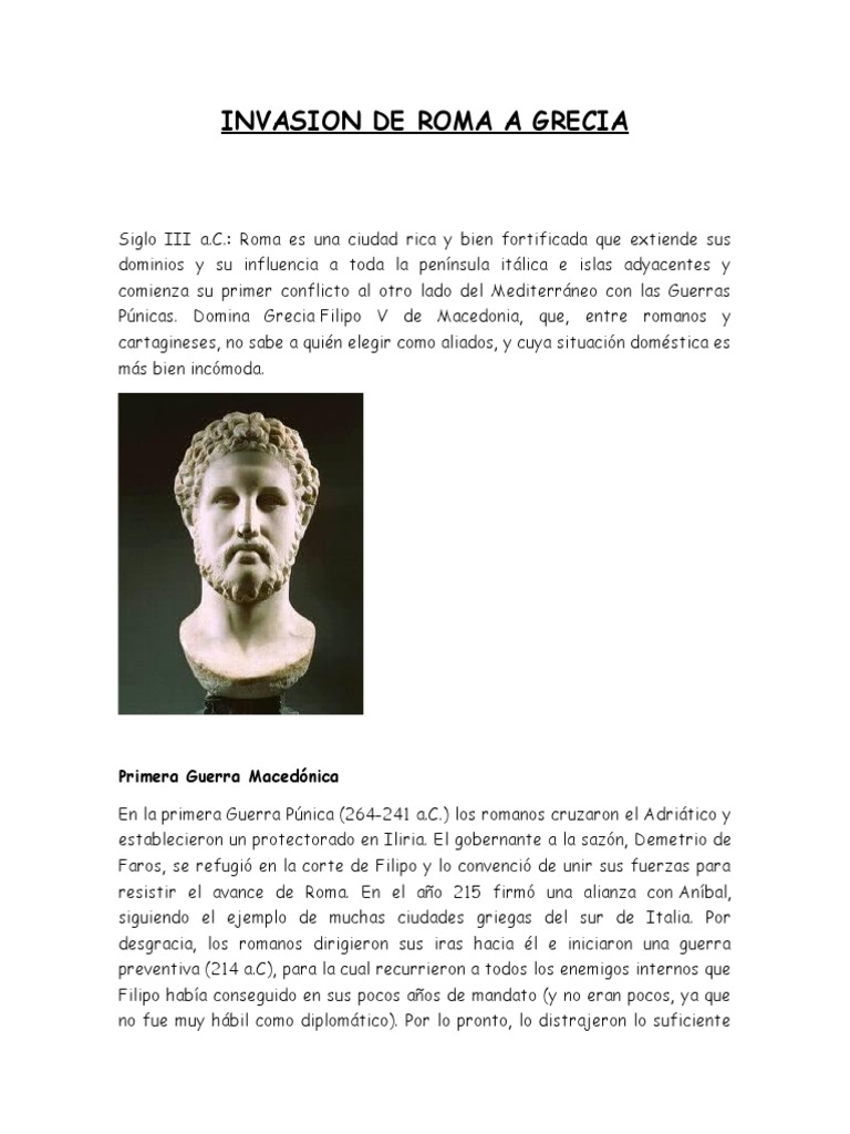 Invasion de Roma A Grecia | PDF | Macedonia (antiguo reino) | Guerras ...