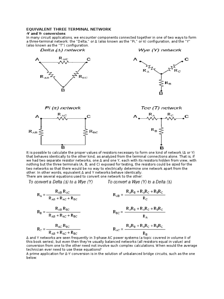 Equivalent Delta-Y Resistor Networks | PDF | Electrical Network | Resistor