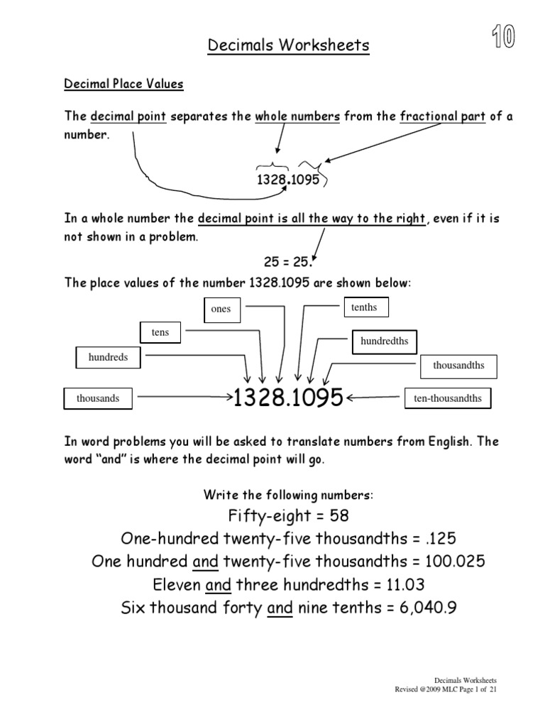 Basic Skills Decimals Pdf Fraction Mathematics Division