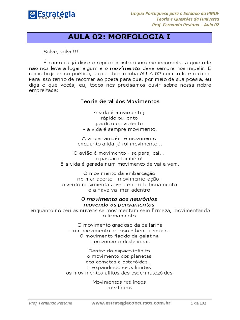 Morfologia da Língua Portuguesa PMDF | PDF | Pronome | Plural