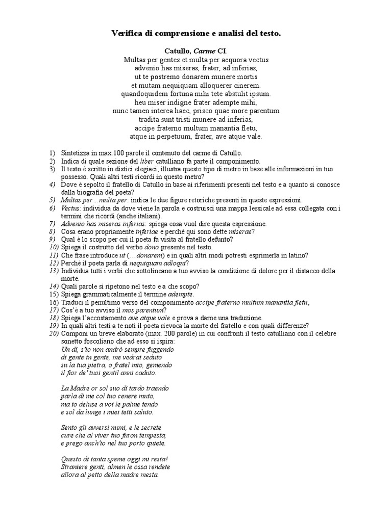 Analisi Del Testo Poetico Esempio Svolto