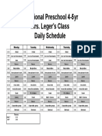 Traditional Preschool 4-5yr Mrs. Leger's Class Daily Schedule