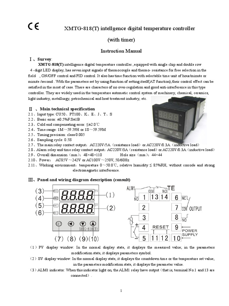 XMTG-818 Temperature Controller Manual | PDF | Fahrenheit | Relay