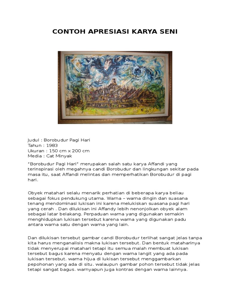 Contoh Apresiasi Karya Seni
