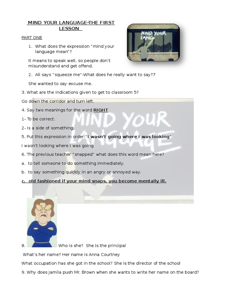 Understanding "Mind Your Language" | PDF | Career & Growth | Language ...