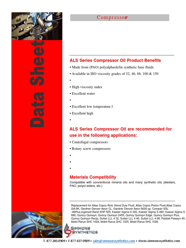 ALS Series Compressor Oil Overview | PDF | Mechanical Engineering ...