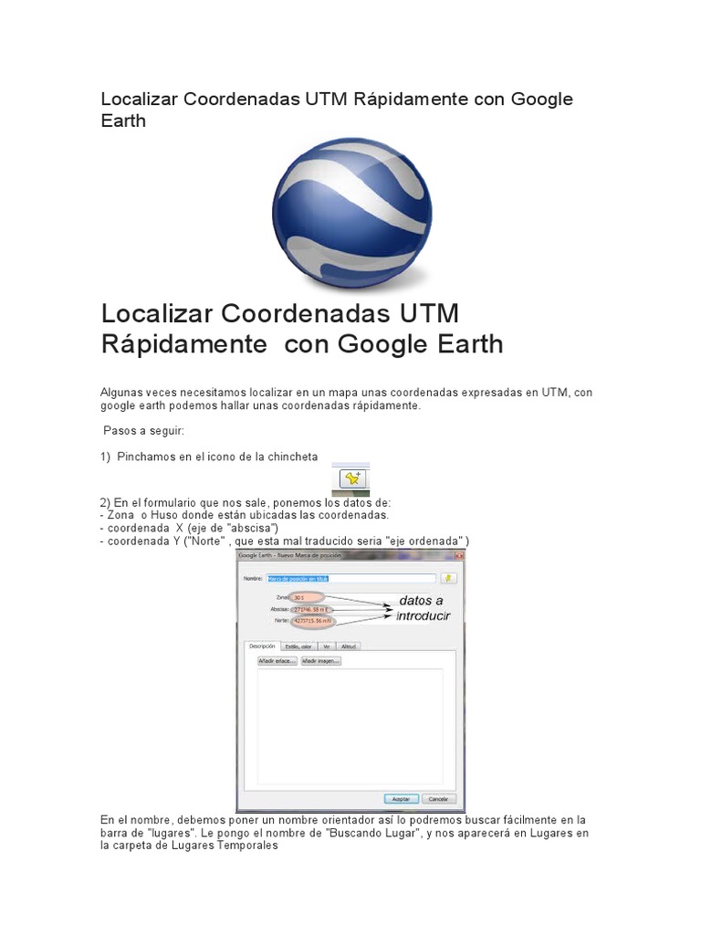 Localizar Coordenadas UTM R pidamente Con Google Earth
