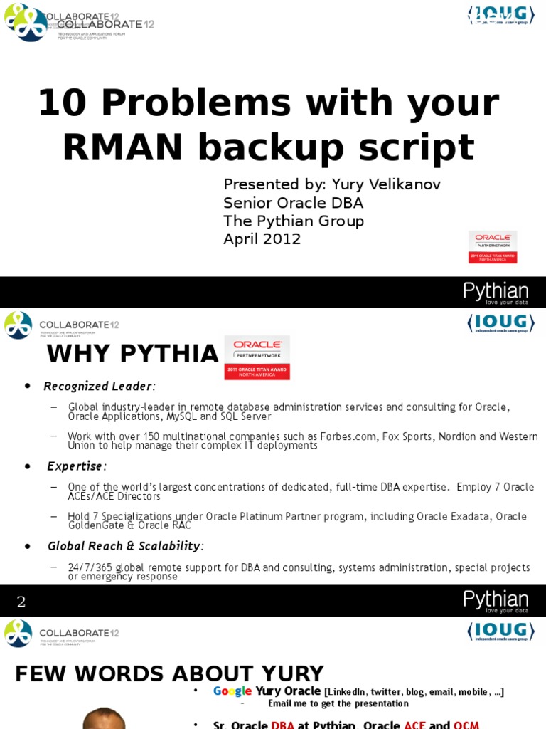 10 RMAN Backup Script Issues | PDF | Backup | Oracle Database