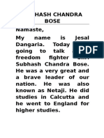 Speech on Subhash Bose