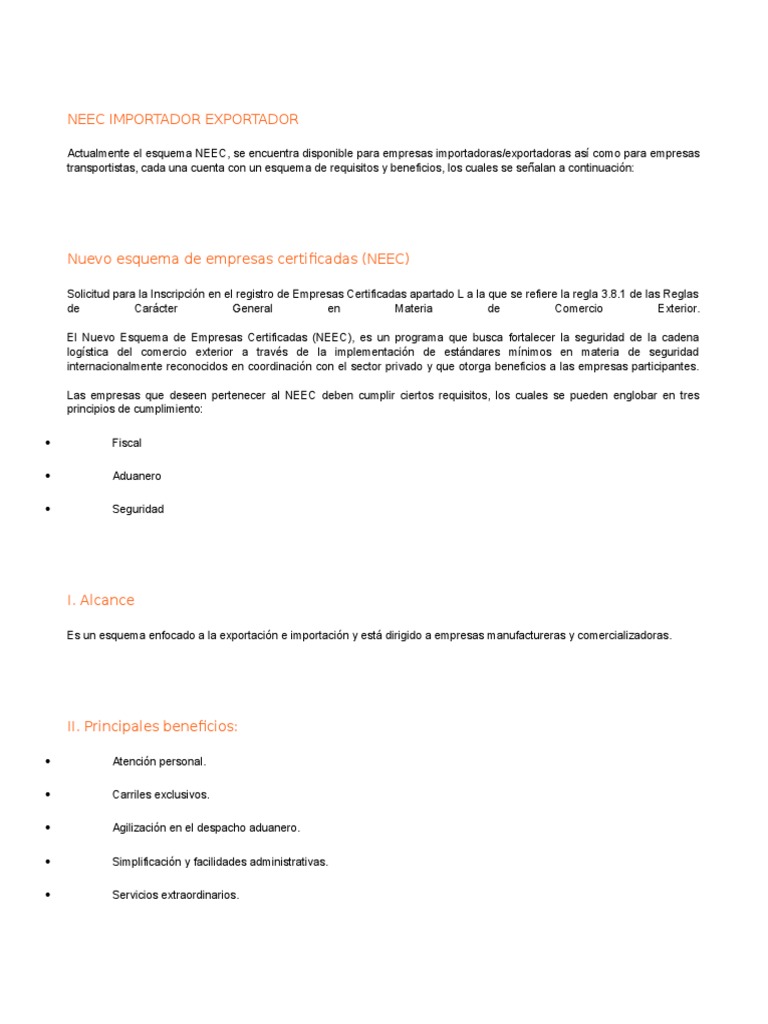 NEEC: Certificación para Comercio Exterior | PDF | aduana | El comercio ...