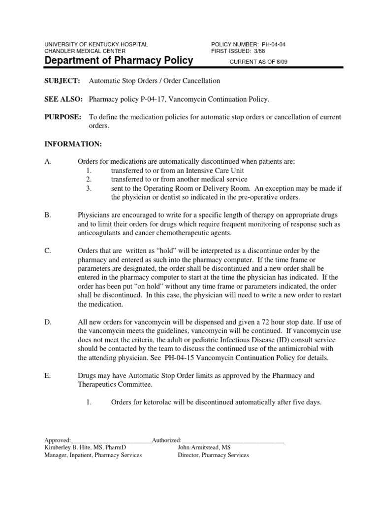 Automatic Stop Orders Policy Overview | PDF