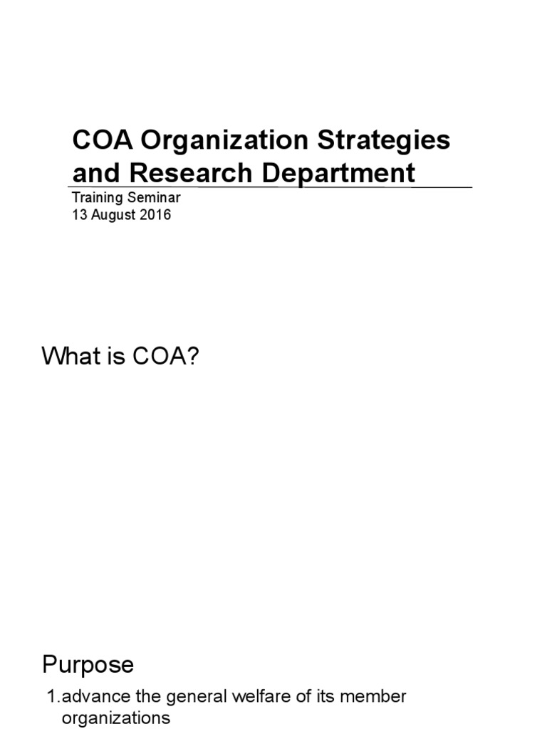 COA Organization Strategies Seminar | PDF | Career & Growth | Business