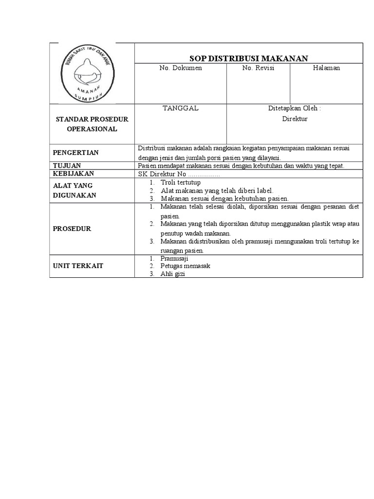 Sop Distribusi Makanan | PDF